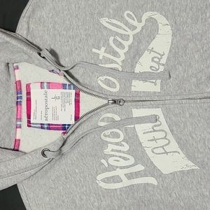 Aeropostale hoodie, gray, 100% cotton, large